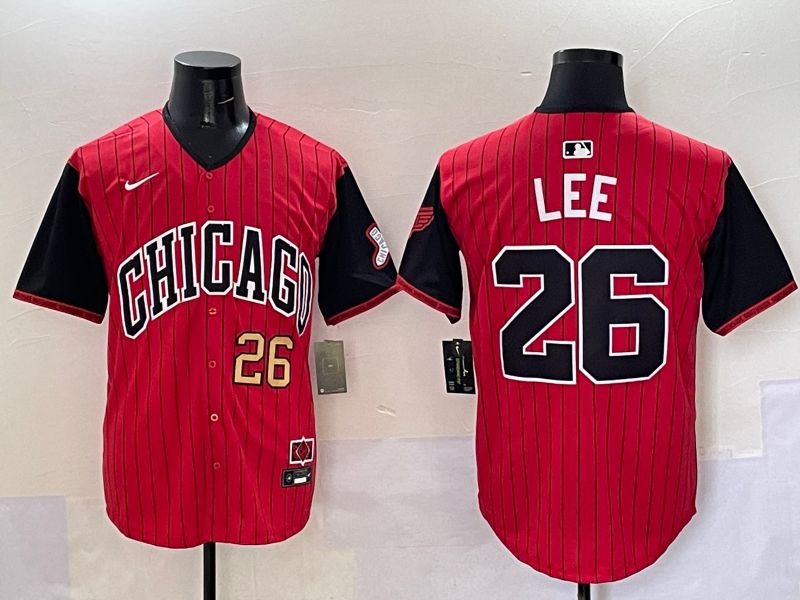 Men Chicago White Sox #26 Lee Red Stripe Joint Name Nike 2025 MLB Jersey style 4